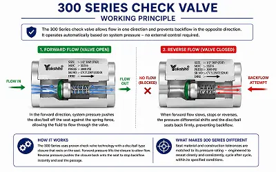 300 Series Check Valve Working Principle